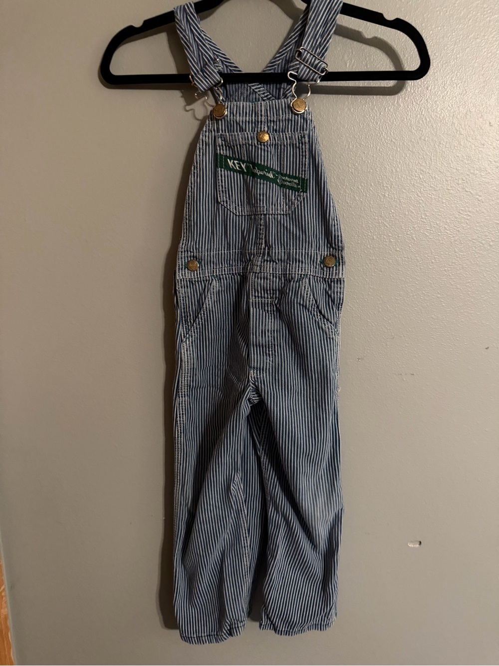 KEY Striped Blue Kids Overalls with Adjustable Straps
